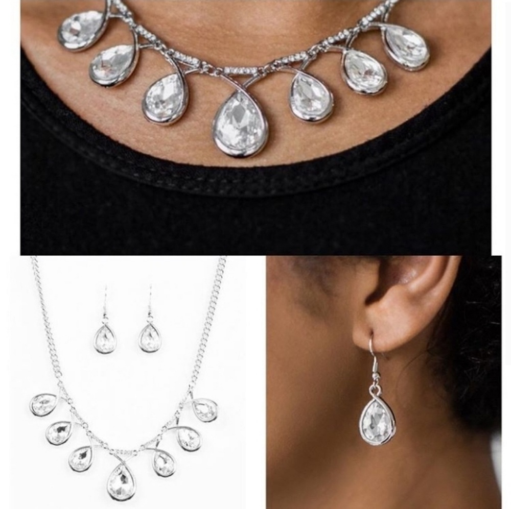 Silver and Crystal Necklace & Earrings